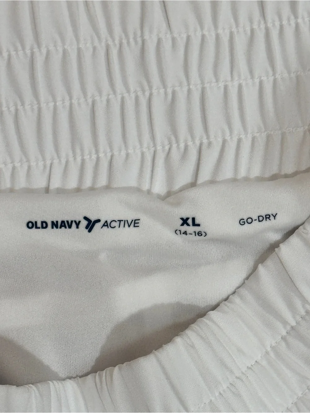 NWT Old Navy Girls Kids White Athletic Shorts- Smocked Waist-built in liner XL